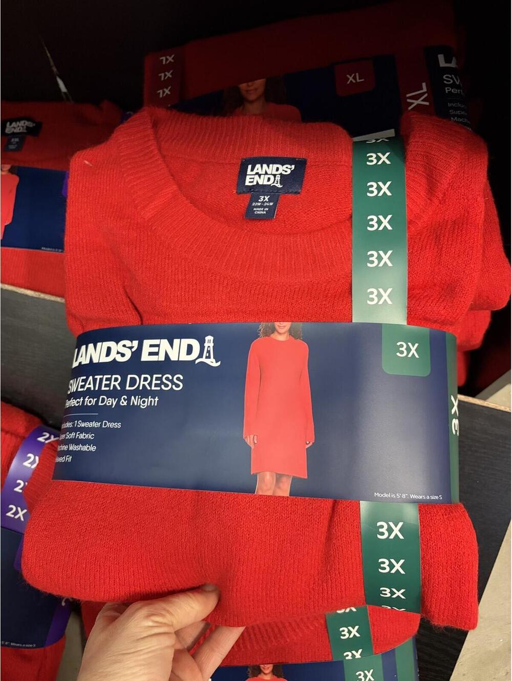 Lands End RED Sweater Dress Size 3X